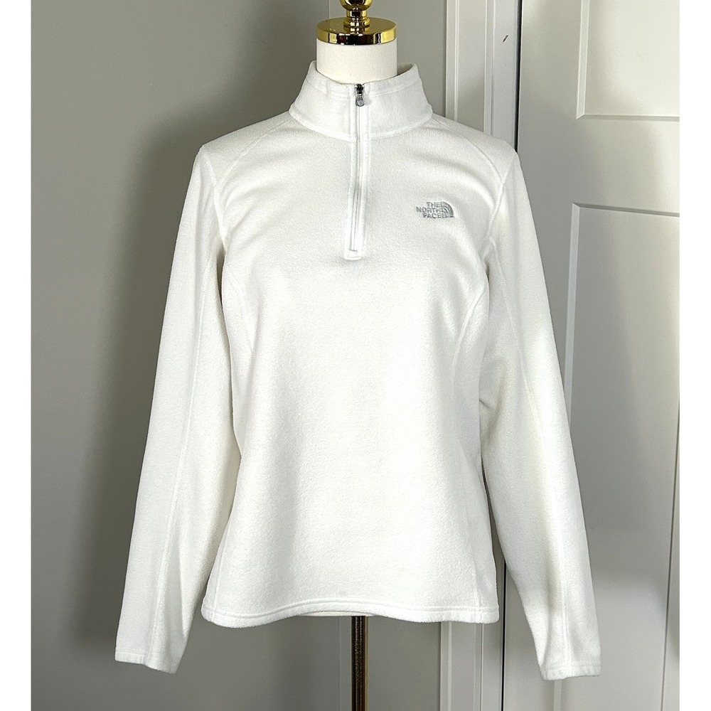 The North Face Women's Large White Fleece 1/4 Zip Pullover Jacket EUC